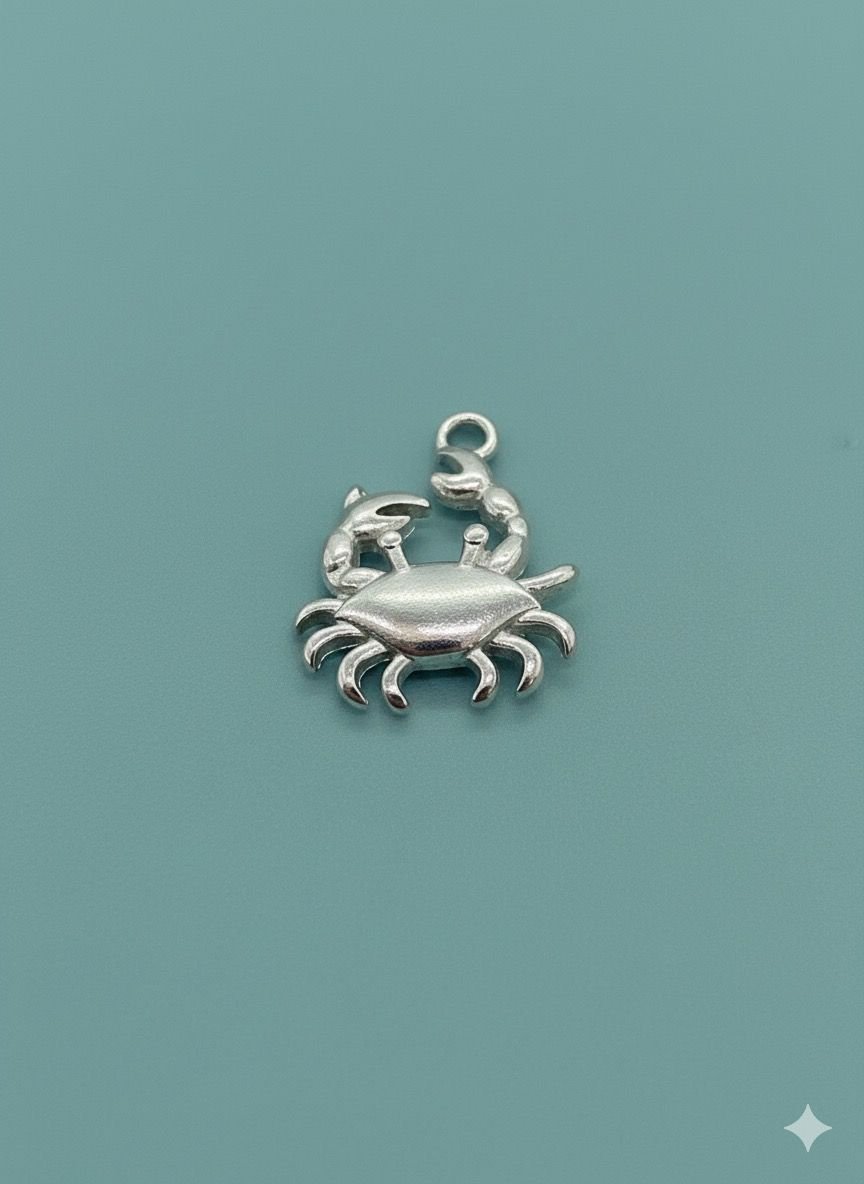 92.5 Silver Lunar Cancer Crab Zodiac Pendant 